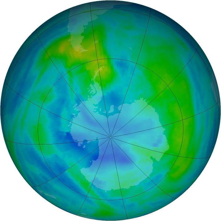 Antarctic ozone map for 15 April 1985